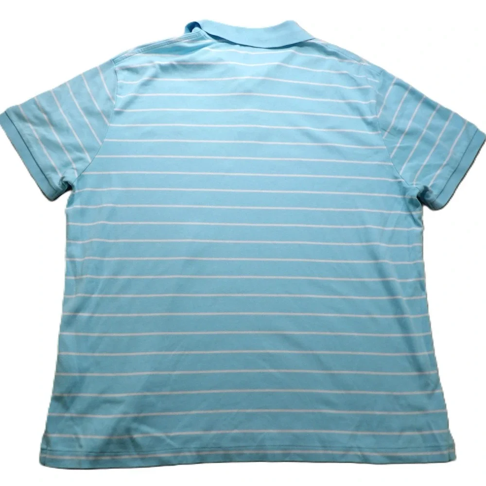 Polo Ralph Lauren Men XL Custom Slim Fit Mesh Polo Blue Striped Red Pony Cotton